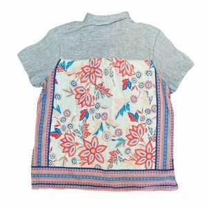 J Jill Womens Multicolor Floral Back Striped Collared Button Front Shirt -Size 8